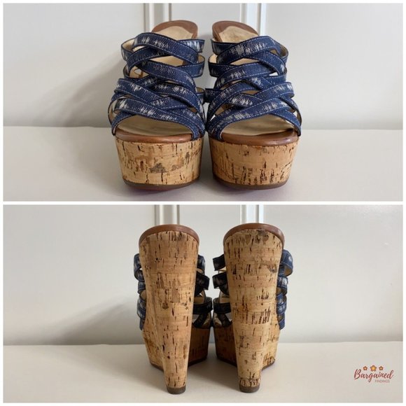 Authentic Christian Louboutin Denim Corniche Ribbon Sand Wedges Sandals 36/6 - Picture 5 of 13
